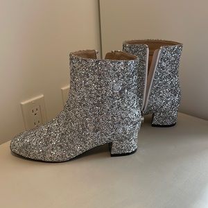 SHEIN Glitter Boots - silver size 9 square toe ankle boots